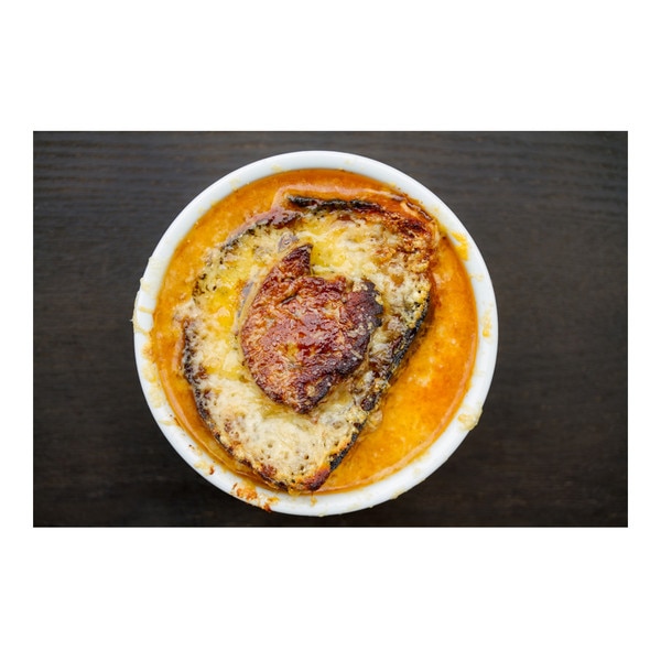 French onion soup with foie graw & gruyere, recipe