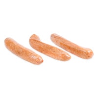 3 cooked Kurobuta pork hot dogs on white background